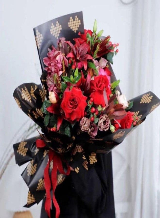 OASIS Bouquet Wrapping Sheets - Waterproof Cellophane Sheets for Flower Arrangements,Gift Hampers & DIY Crafts - 20 Sheets, 58 × 58 cm,Red Pixel Heart - Image 3